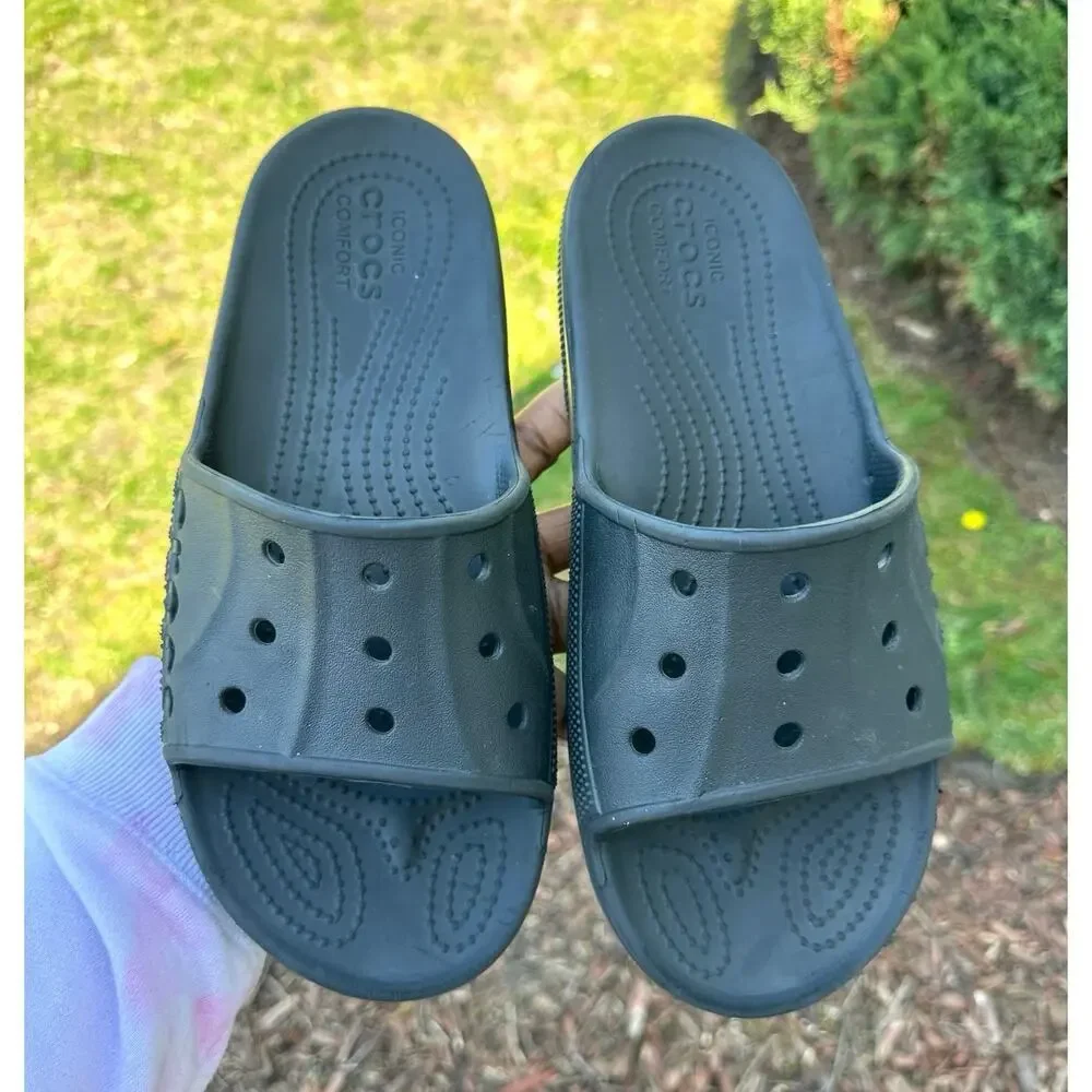 Crocs Unisex Baya II Adult Slides Size M8 W10 Black Sandals - Picture 9 of 17